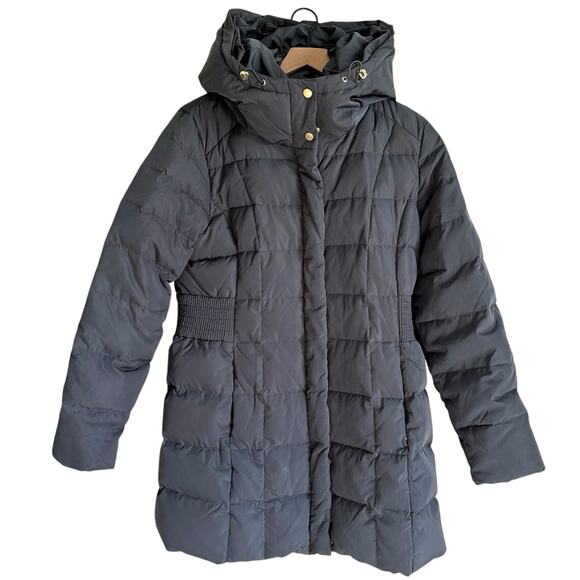 Cole Haan Taffeta Down Coat with Bib Front and Dramatic Hood Women’s Size Large - Picture 10 of 15